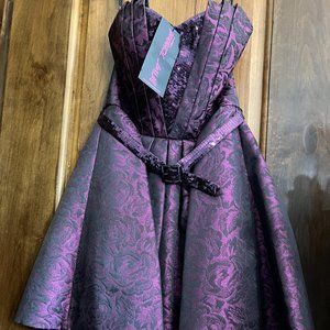 Betsey Johnson Plum Purple Sequin Dress with Belt